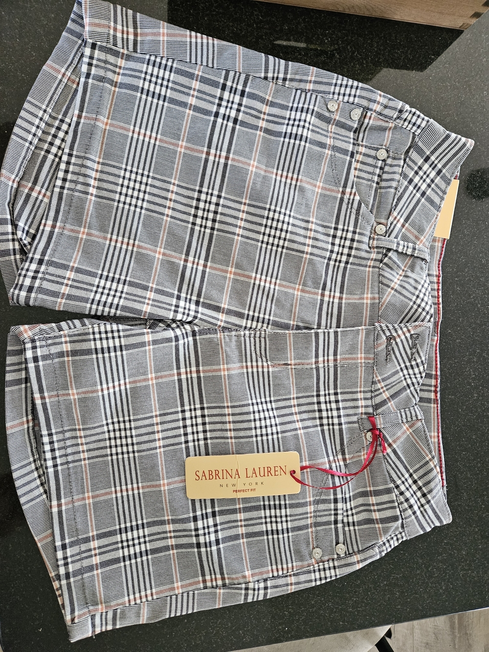 Women's  Sabrina, Lauren. Gray Plaid Shorts